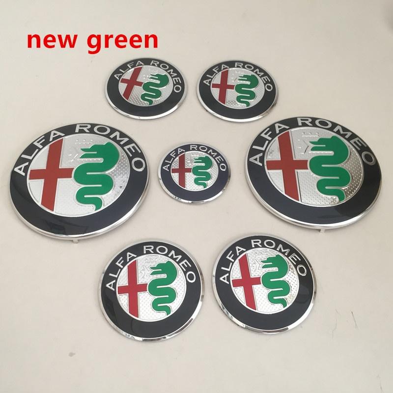 2026 Hot Sticker 7pcs forAlfa Romeo Car emblem Wheel Cover caps front Hood badge rear Trunk Steering sticker Styling 2x74mm , 4x