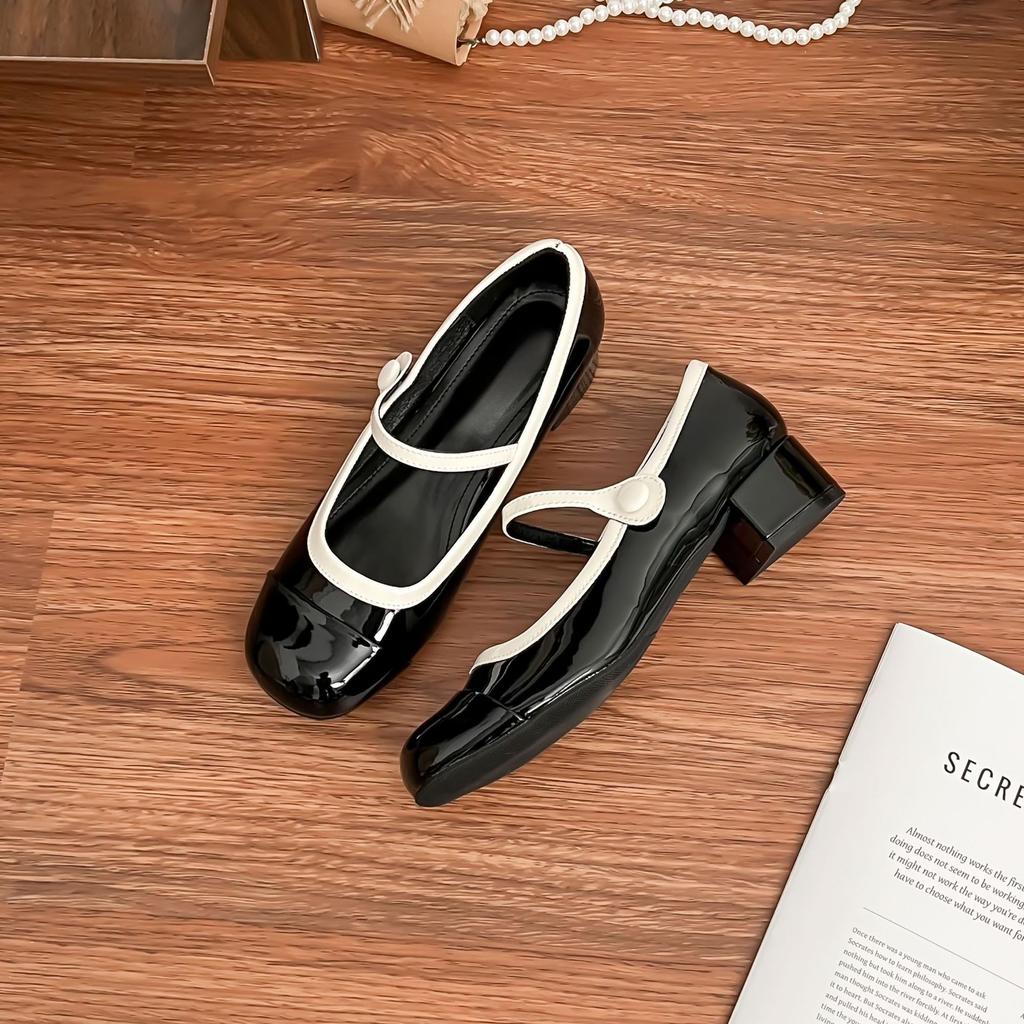 Grape Mother Spring New Mary Jane Shoes Women's Thick Heels Are Not Tired of High Heels Women's Fashion Small Fragrant Light Mouth Single Shoes