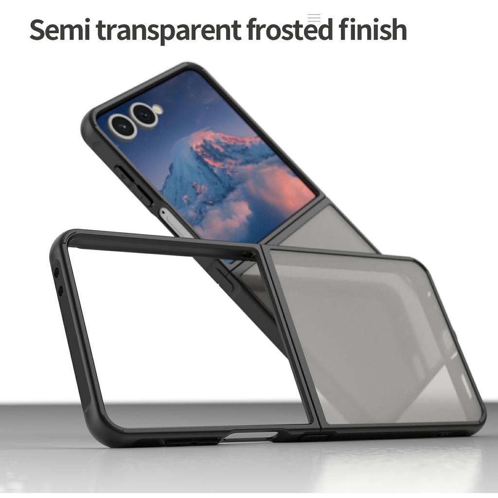 Чехол для Samsung Galaxy Z Flip7 5G, противоударный, с подушками безопасности, матовый, полупрозрачный, из ПК + ТПУ, задняя крышка телефона