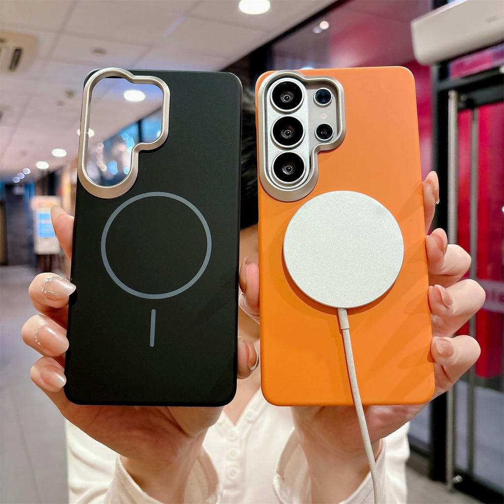 Для Samsung Galaxy S26 S25 S24 S23 S22 Ultra Plus FE Ударопрочный Чехол Funda Матовый Жесткий ПК Металлическая Рамка Для Magsafe Магнитный Чехол