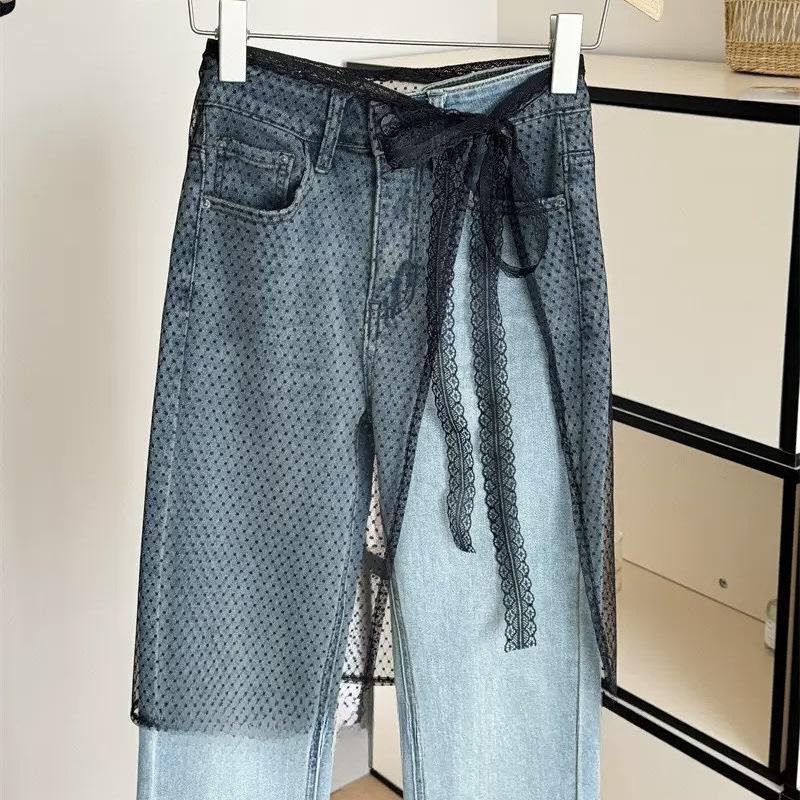 Корейская кружевная вышитая поясная повязка юбка из тюля с многослойным шарфом-аксессуаром