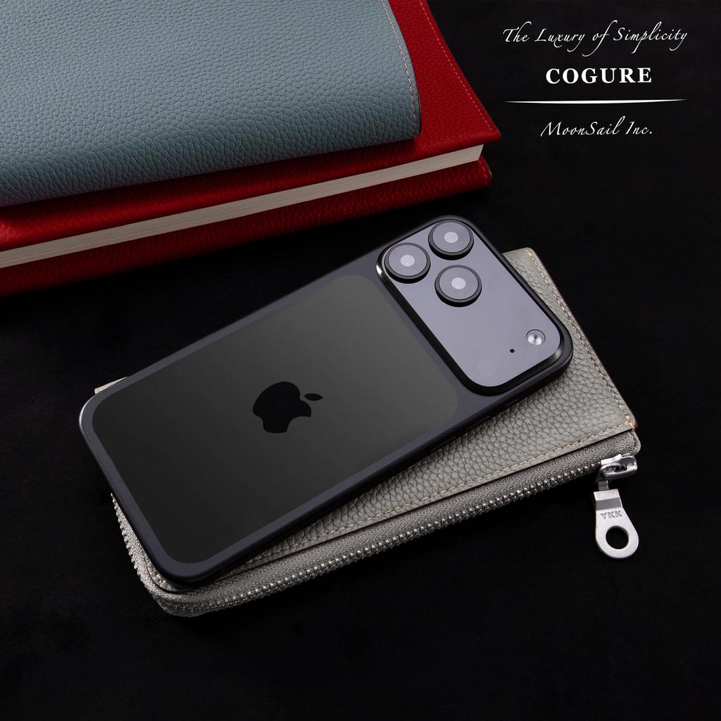 COGURE Long Wallet, L-Shaped Wallet, Genuine Leather, Smartphone Size, Slim, YKK Zipper, Includes Box, COPZ-LF, Navy