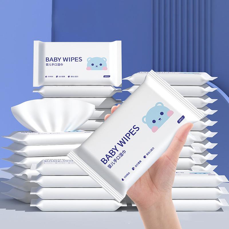 10 упаковок, маленькая сумка, легкие влажные салфетки, портативные, для путешествий на открытом воздухе, 100 шт., без химикатов, без спирта, для детей