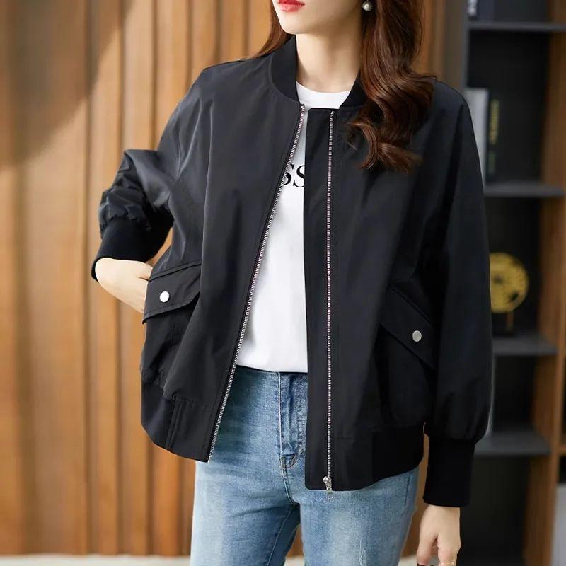 Windproof Warmth Spring and Autumn Baseball Casual Short Jacket Korean Style Loose Fit Jacket Slimming Jacket Top All-match Coat