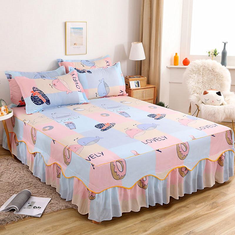 Bed Sheet Lace Skirt Elastic Fitted Double Bedspread Mattress Cover Home Pillowcase Bedding Set Bedsheet
