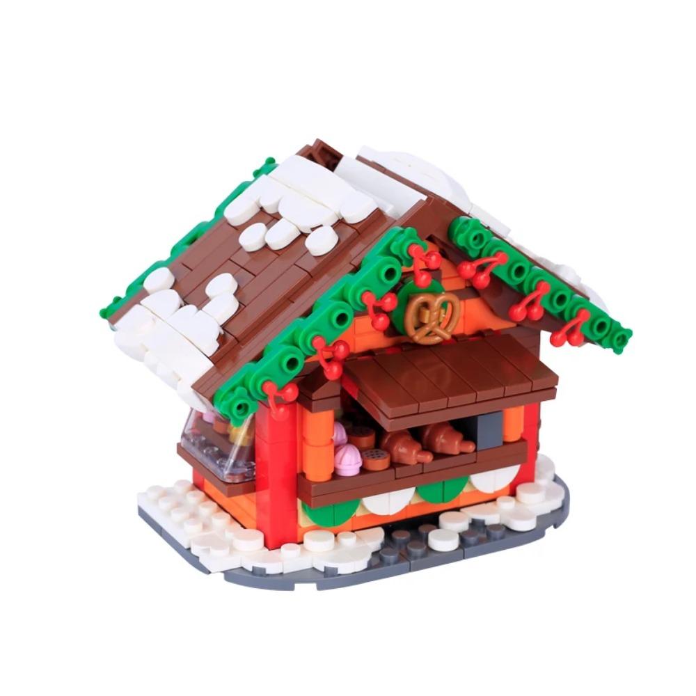 MOC City Christmas Building Blocks Figure Elk Sleigh Tree Garland Cape Coat Fireplace Candy Cane Snack Stand DIY Gift Toys K032