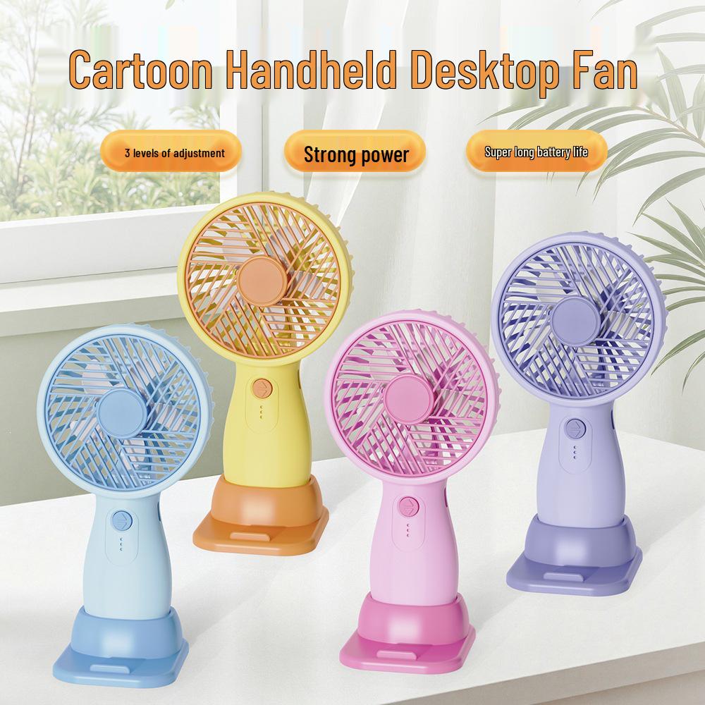 Portable Rechargeable USB Mini Cartoon Handheld Fan - Customizable Logo for Students