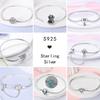 17-20CM Star Moon Bracelet 925 Copper Pink Heart Clover Charms Snake Chain Luminous Bracelet For Women DIY Birthday Zircon Gift