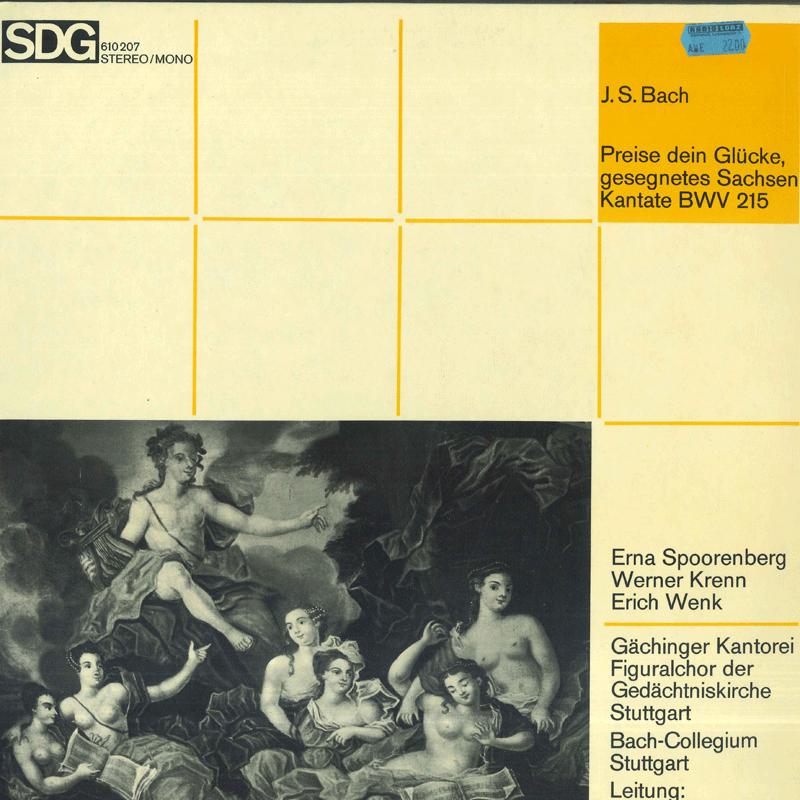 Виниловая пластинка HELMUTH RILLING FIGURALCHOR OF THE J S Bach Кантата Preise Dein Glucke 610207 SDG Германия Классика Б/у