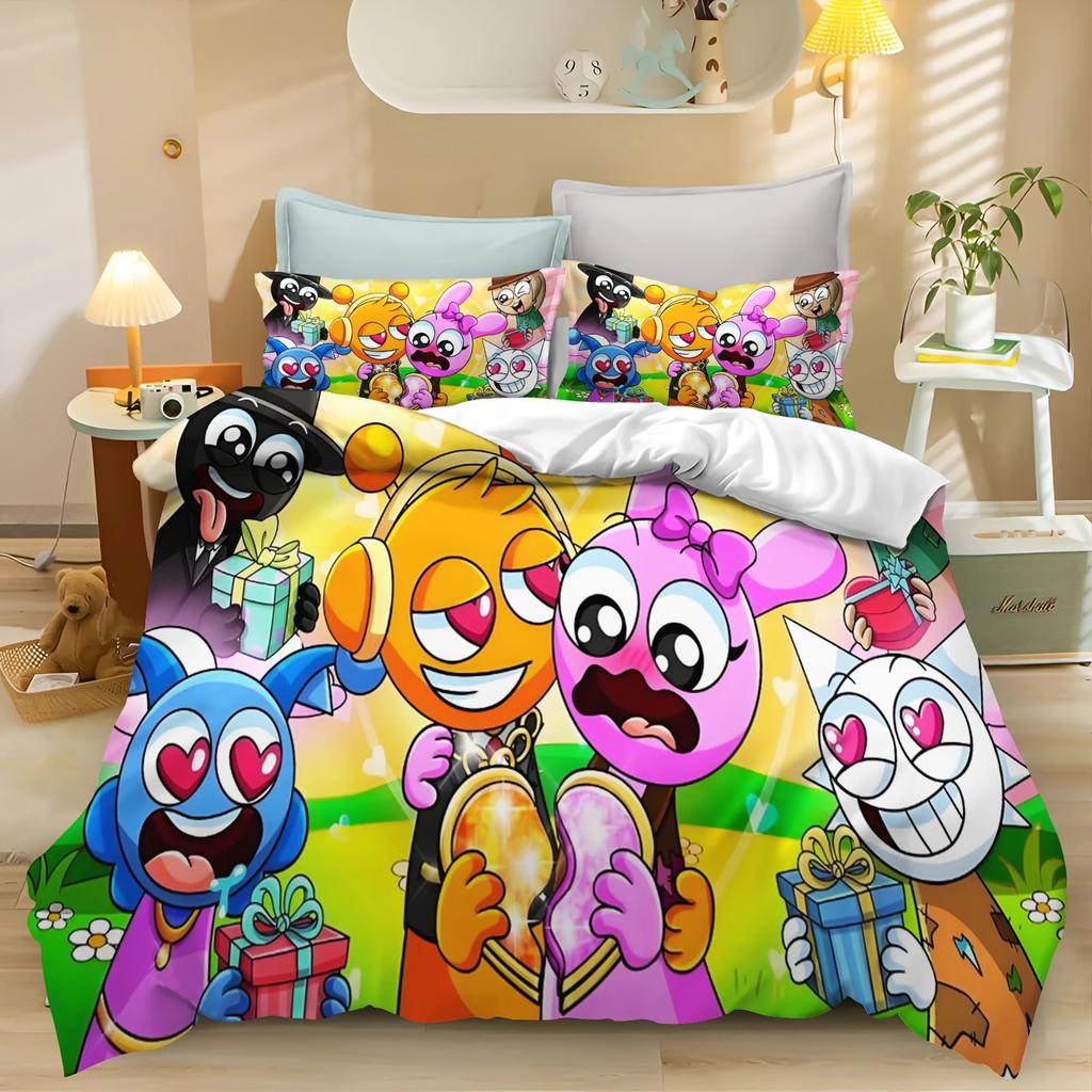 Exquisite Cartoon 3D Printed S-Sprunki Bedding Set 3pcs Duvet Cover Pillowcase Single Twin Double Queen King Size for Kids Boy