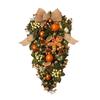 Christmas Wreath for Front Door Artificial Green Pine Needles Teardrop Swag Christmas Garland Decoration with Balls Bows for Indoor Holiday Decor