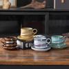 Retro Ceramic Cup Special-Shaped Coffee Cup And Saucer Set Coarse Pottery Creative Cup Coffee Cup Office