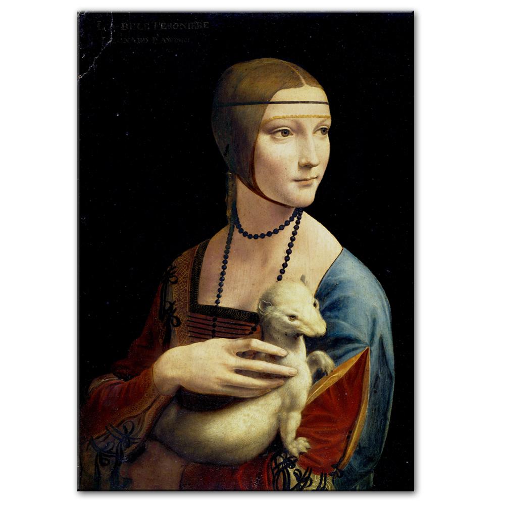 Lady with Ermine, Reproduction Paintings On Canvas On the Wall of Leonardo Da Vinci, Famous Canvas, Wall Art, Home Decor, Background