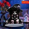 Halloween Ghost Witch Table Sign with Base 2D Flat Acrylic Spooky Female Ghost Decoration Holiday Party Home Office Desktop Ornament