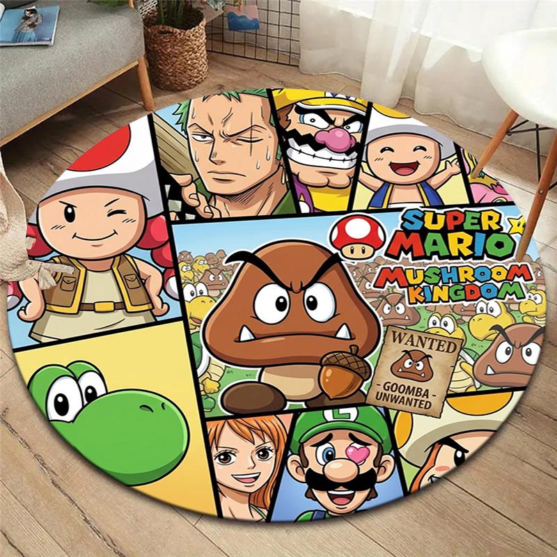 Super Mario Poster Round Area Rug Carpet Rug For Living Room Bedroom Sofa Playroom Decor Nonslip Floor Mat