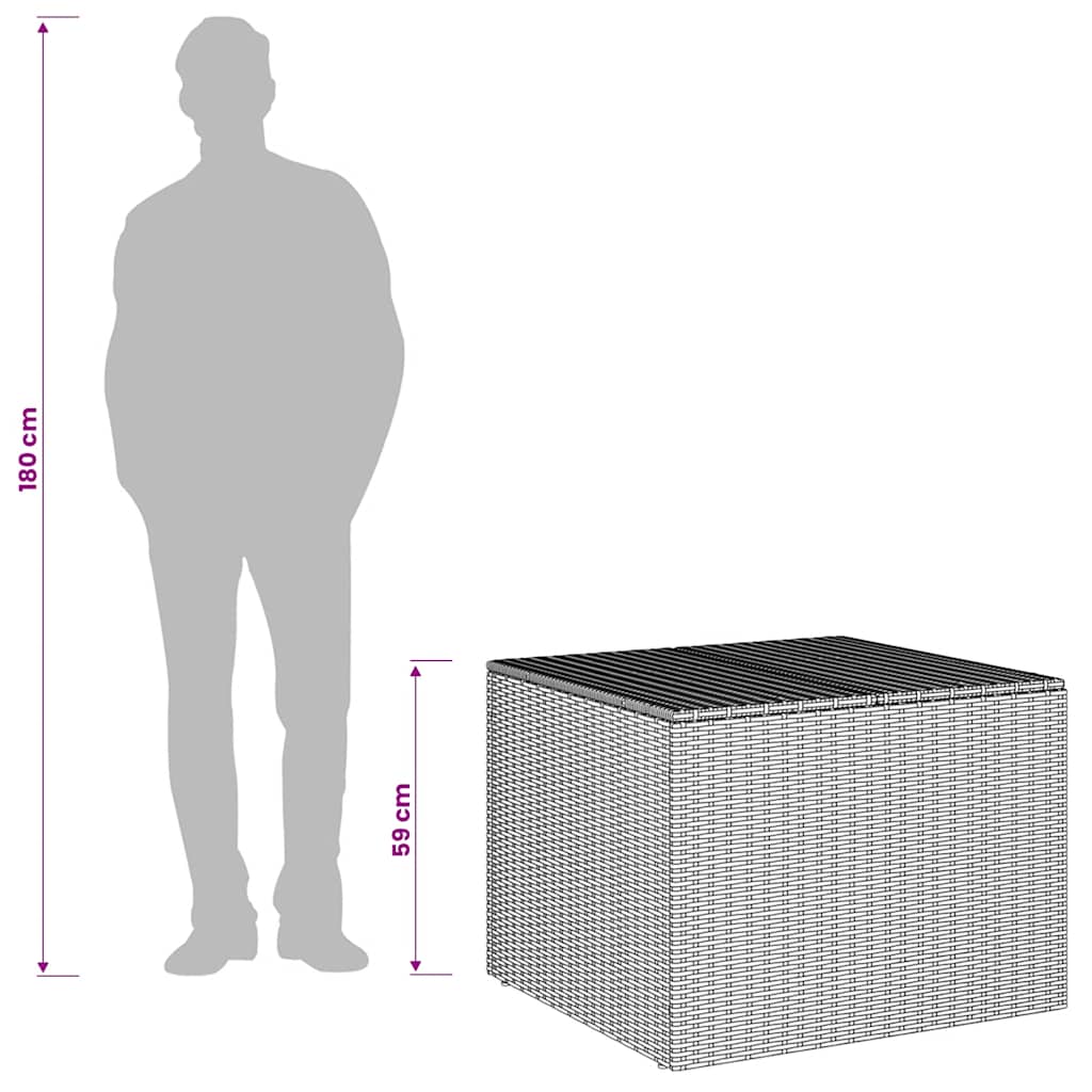 Garden Storage Box Gray 291 L Poly Rattan