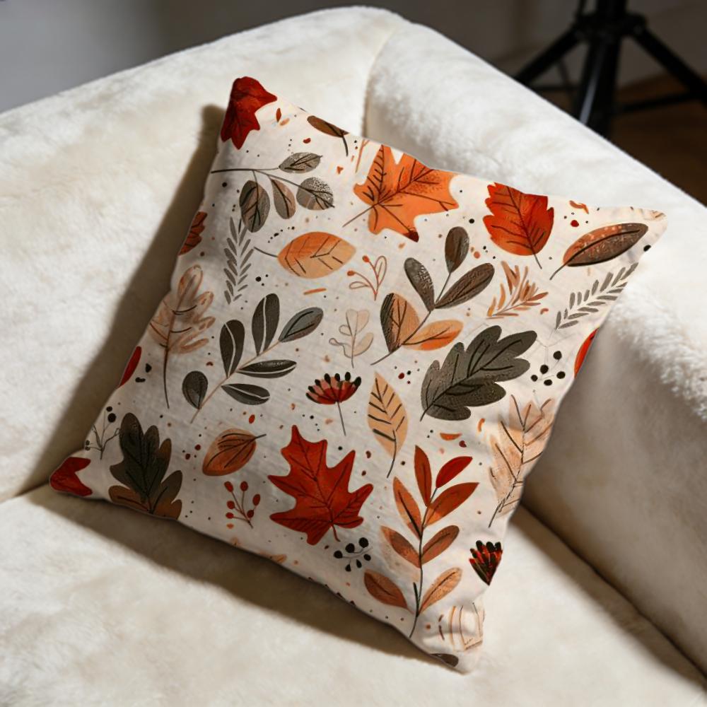Maple Leaf Vintage Print Cushion Cover Soft Decorative Pillow Case Suitable for Bedroom Sofa Car Travel Use