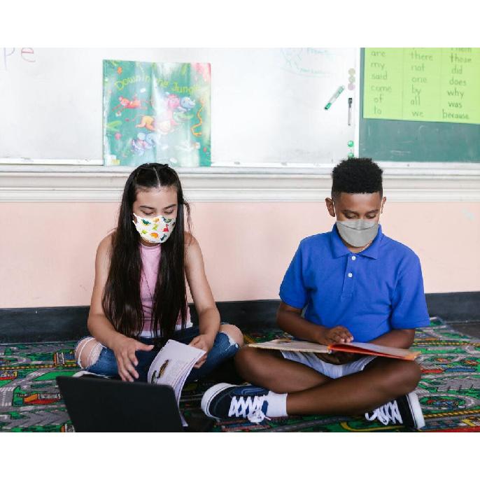 Face Mask for Kids 50 PCS, 4 Layer Disposable Face Masks for Children, Grey Masks