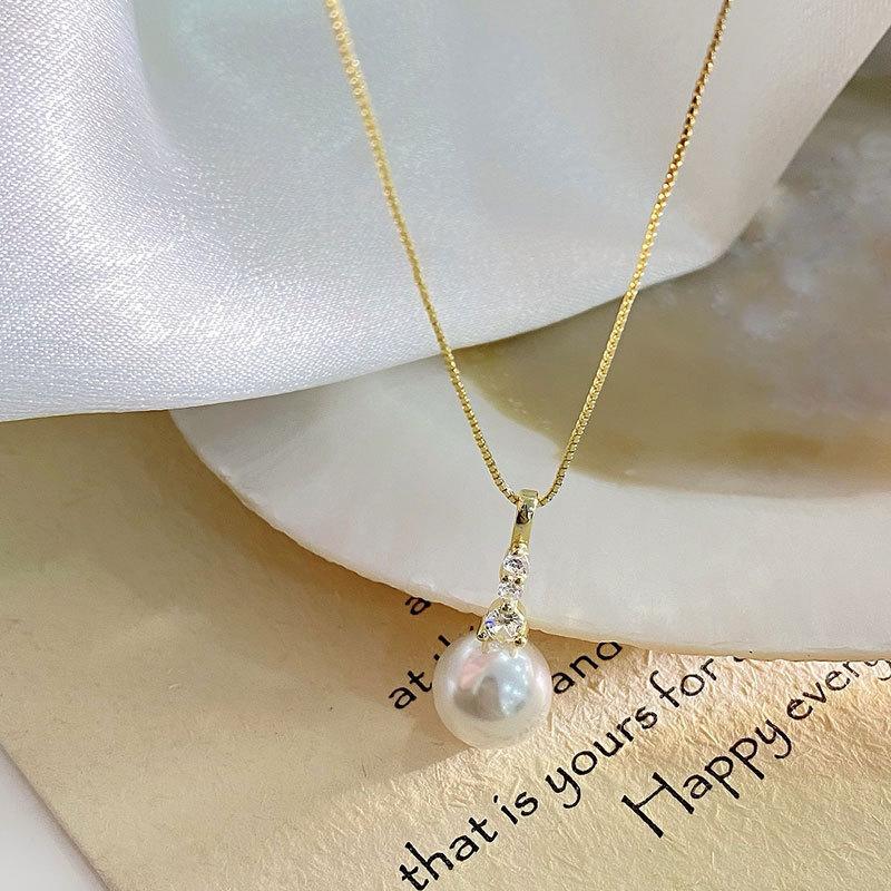 Жемчужное ожерелье с бриллиантами, легкая роскошь, элитный, изысканный и простой темперамент, цепочка на ключицу, универсально для поездок на работу