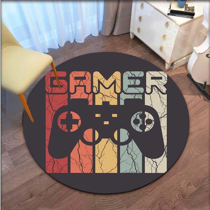 Round Gamer Controller Area Rugs Non -Slip Round Floor Mat Door Mats Carpet For Bedroom Yoga Mat Rugs Living Room
