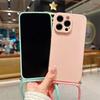 Чехол для телефона с ремешком через плечо, конфетного цвета, для iPhone 17 Air 16 16E 15 14 13 12 11 Pro Max Plus, силиконовый, мягкий ТПУ, задняя крышка