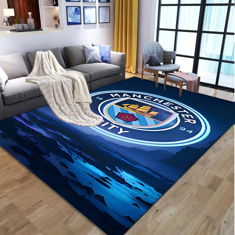 Manchester City FC Pattern Rug, Indoor/Outdoor Mat, for Picnic, Gameroom, Bedroom, Office, Living Room, Home Decor Carpet, Birthday Gift