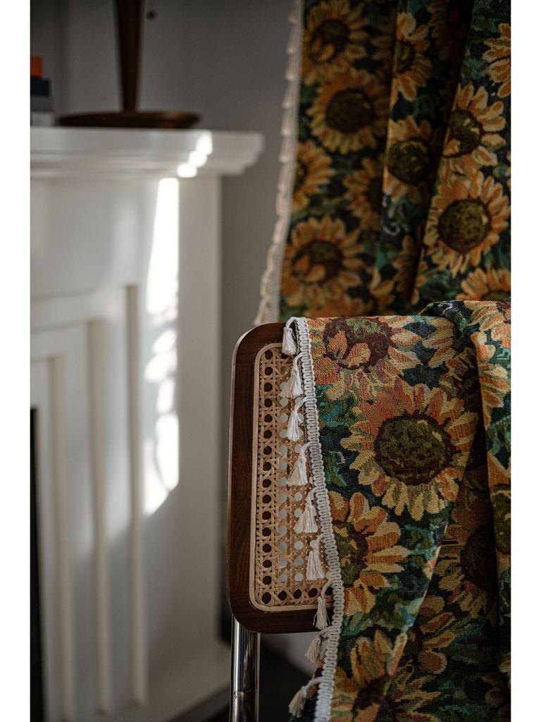 Imanki Подсолнух Жаккардовые Кисточки Шторы - Полузатемняющие Кухонные Шторы для Эркерного Окна