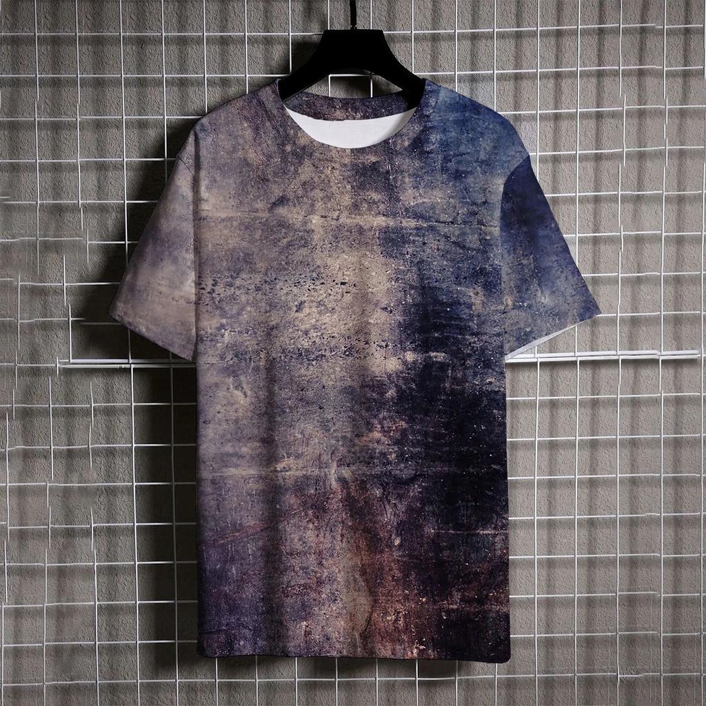 Летняя мужская футболка с коротким рукавом в винтажном полосатом 3D-принте, повседневная уличная одежда с круглым вырезом, топы больших размеров, футболки, размер XXS-6XL