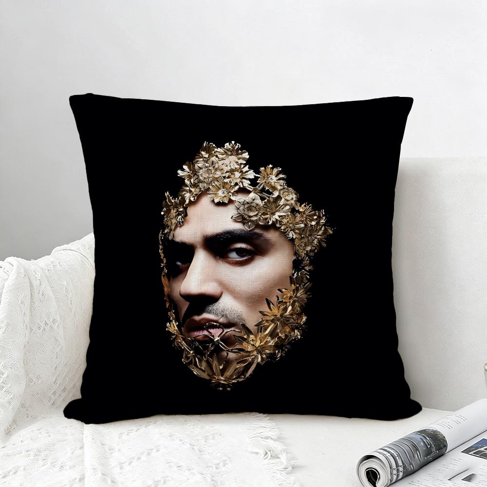 Rapper Marracash Cushion Cover Natural Linen Pillowcase Set AllinOne Decor for Sofa Bedroom Chair