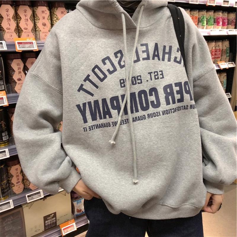 Женская толстовка с капюшоном из плюша в корейском стиле — свободный крой, мода на осень и зиму