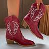 Embroidered Non-Slip Short Thigh Boots Women's Outwear Fall Chuck Block Heel Western Denim Plus Size Boots
