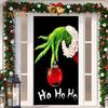 1 комплект гобеленов для гаражных ворот с 4 застежками-лентами в рождественском стиле с принтом Гринчи из мультфильма, создающий праздничную атмосферу для украшения фона для новогодней вечеринки