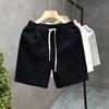 Men Sports Shorts with Elastic Waist Straps Summer Casual Shorts Leisure Work Beach Vacation Solid Color Shorts