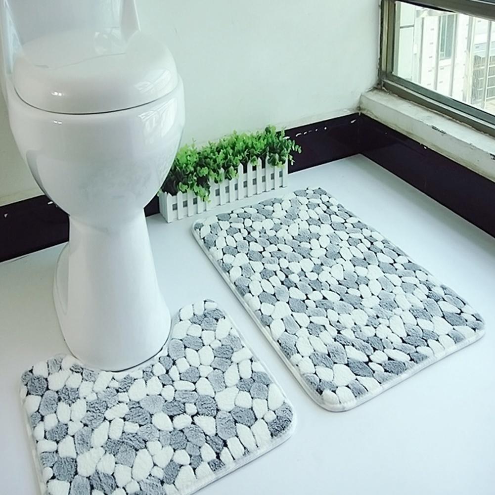 Мягкий нескользящий 2 шт. коралловый бархатный коврик для душа в ванной комнате, коврик для туалета, коврик для пола