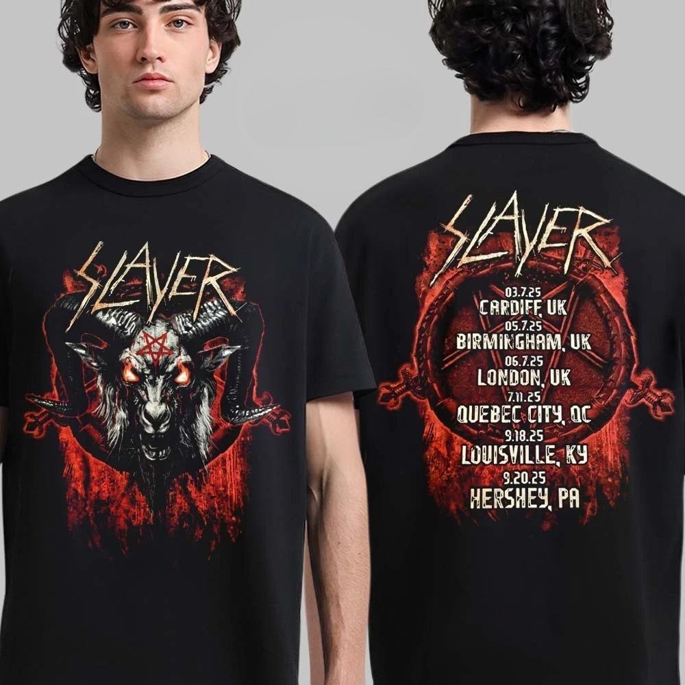 Slayer Farewell Tour 2025 Merch Baphomet Head Art with Tour Dates T-Shirt High-end Luxury Is for Both Men and Women Top Y2k