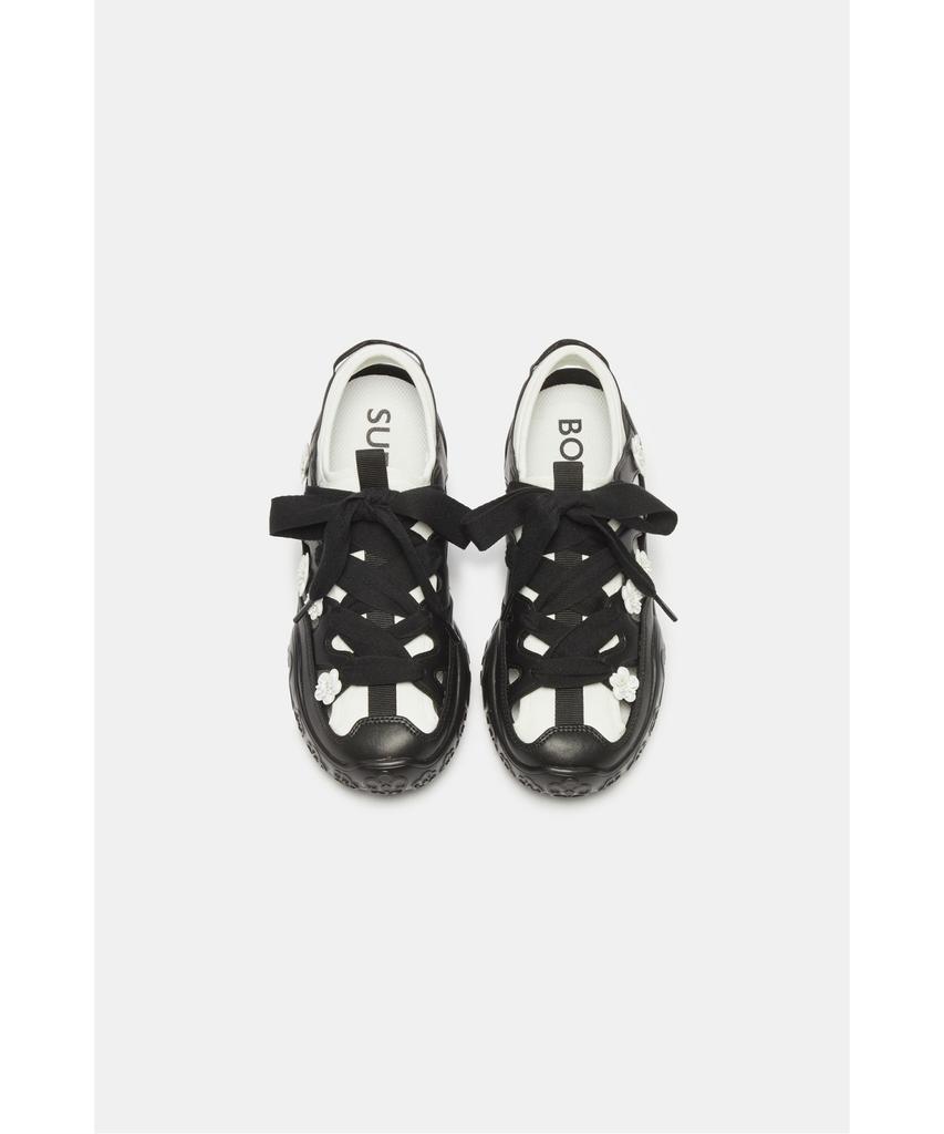 Suecomma Bonnie Flower Sandal Sneakers(Black&White)_Dg4Ds26030Bwx