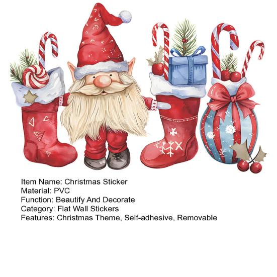 1 лист Рождественская Наклейка на стену Гном Эльф Чулок Конфетная Трость Подарочный Мешок Водонепроницаемый