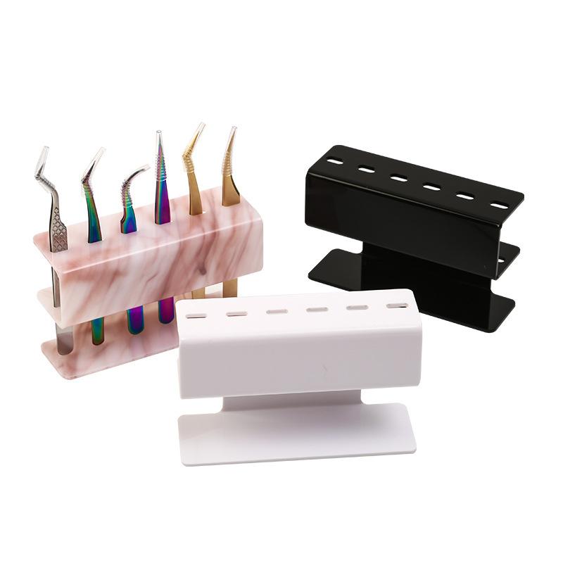 Acrylic Eyelash Tweezer Storage Holder Set of 6 Durable Makeup Tools with Convenient Stand Shelf for Eyelash Extensions