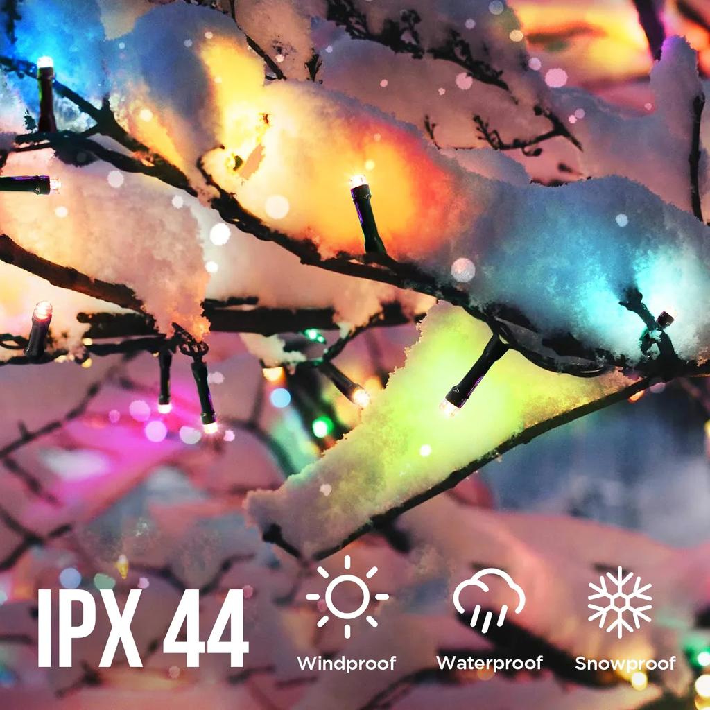 200 светодиодов 25 м Многоцветные огни для рождественской елки, Светодиодная гирлянда, 8 режимов сказочного света с функцией таймера памяти