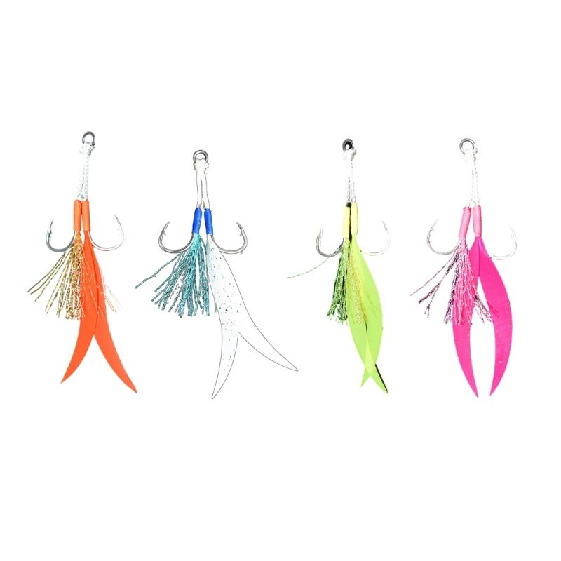 Двойной Assist Hook для вертикальной джиговой ловли, 10 шт. Крючки для джиггинга, Крючки-заменители для медленно тонущих джигов