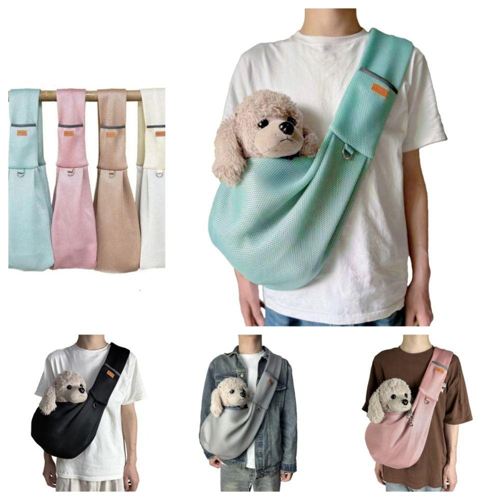 Tote Carrying Supplies Dog Bag Mesh Polyester Breathable Cat Puppy Sling Bag