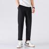 Yalu Men's Ice Silk Drawstring Elastic Waist Casual Straight-Leg Pants