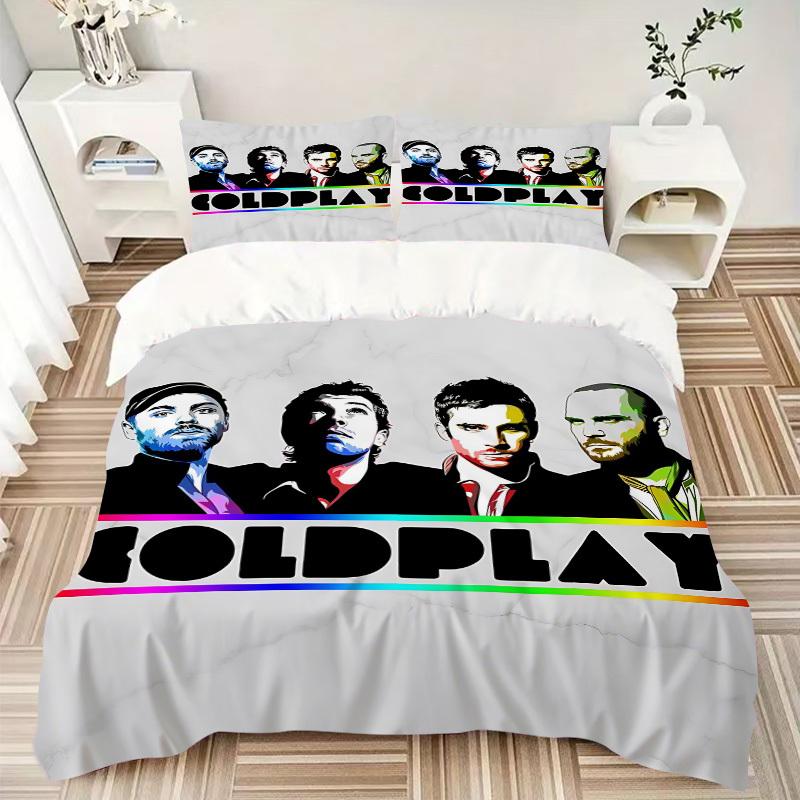 3pcs Coldplay Band Merchandise Cover Set, 1 Cover + 2 Pillowcases (No Insert), Bedding for All Seasons, Bedding,Bedroom Decor yy250922040