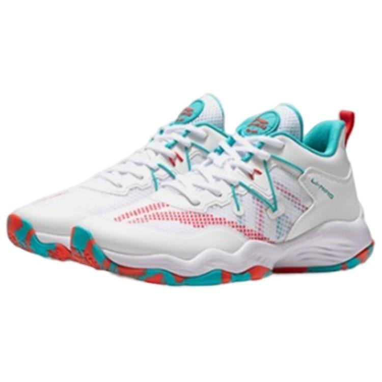 Li-Ning Cloud Lightweight Anti-Kick Shock Absorption Breathable Balance Support Mid-Top Basketball Shoes Kids Sneaker White Green YKBS034-11