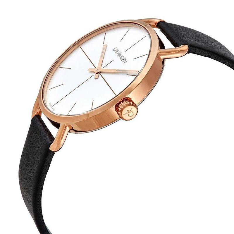 CALVIN KLEIN Even Series Watch Quartz Movement Leather Strap 36mm White Dial Women's Watch 30 Meters Waterproof Casual K7B236C6-36mm