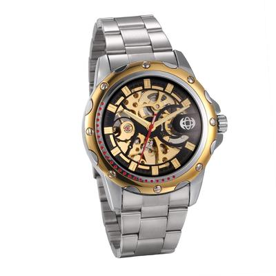 JEWELRYWE Модные мужские часы из нержавеющей стали золотого цвета, Водонепроницаемые, Популярные, Часы, Ремешок, Скелетон, Автоматические, Повседневные, Деловые, Для парня, На День святого Валентина