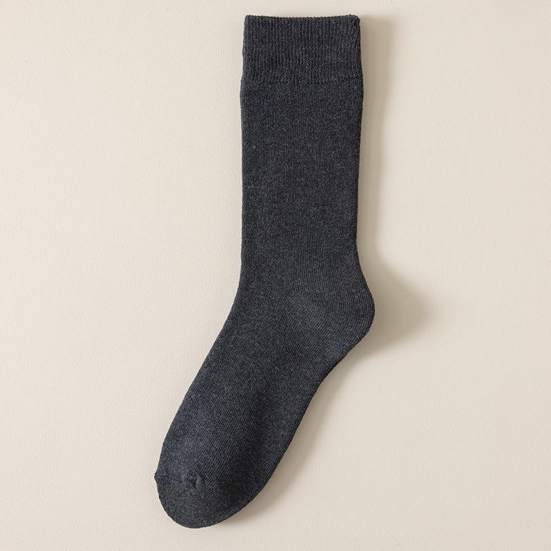 Мужские толстые плюшевые носки средней длины для зимы, весны и осени с махровой подошвой и однотонными цветами