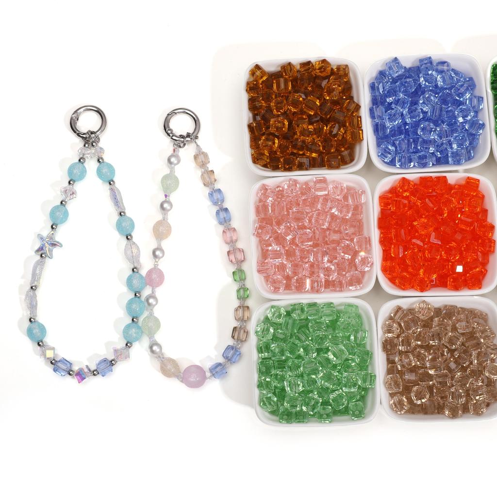 Прозрачные стеклянные хрустальные квадратные бусины разных цветов для изготовления бижутерии своими руками