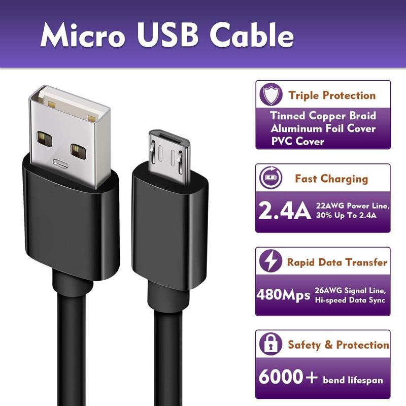 Micro USB Cable Android Charger Cable Fast Charging Cable Cord for Samsung Galaxy S7 S6 Edge J3 J7 Note 5 4 Xbox Kindle Fire PS4
