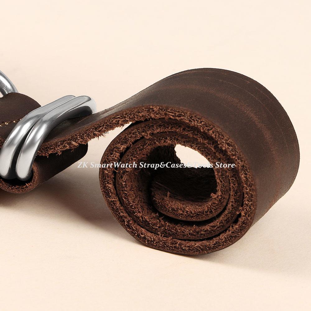 Винтажные кожаные ремешки для часов 18 мм 20 мм 22 мм Коричневые ремешки для часов ручной работы из коровьей кожи с кольцевой пряжкой для мужчин и женщин Аксессуары для часов